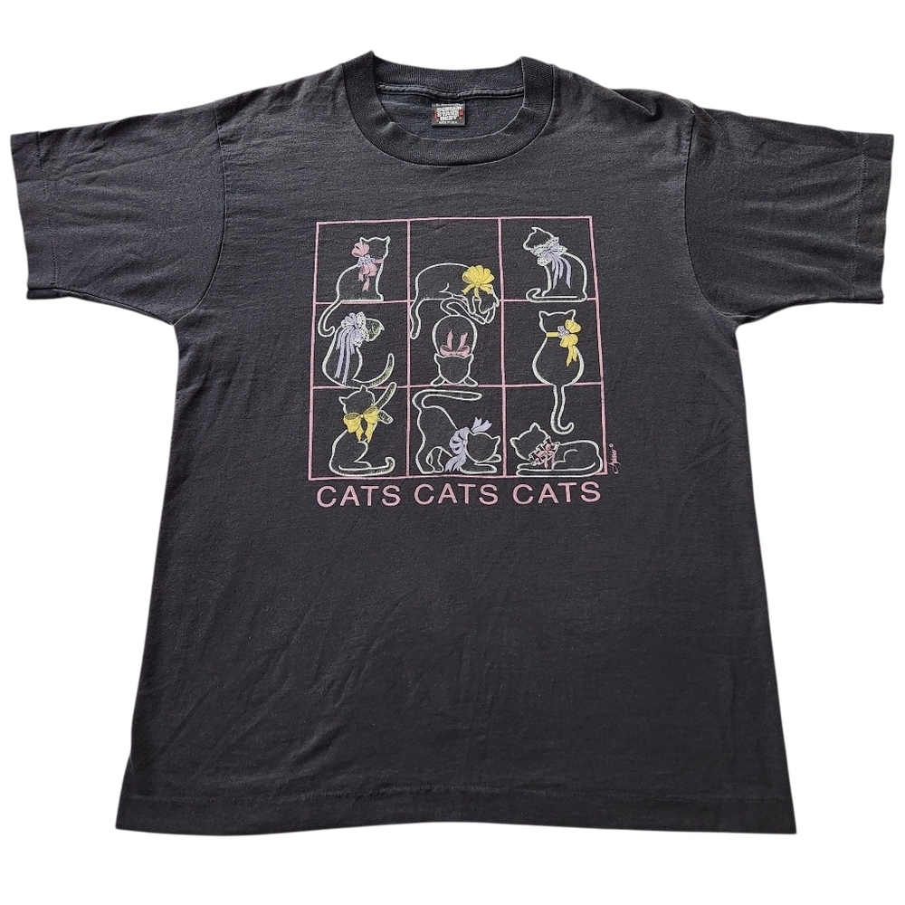 Vintage 90s Single Stitch Cat Graphic Tshirt Sz L